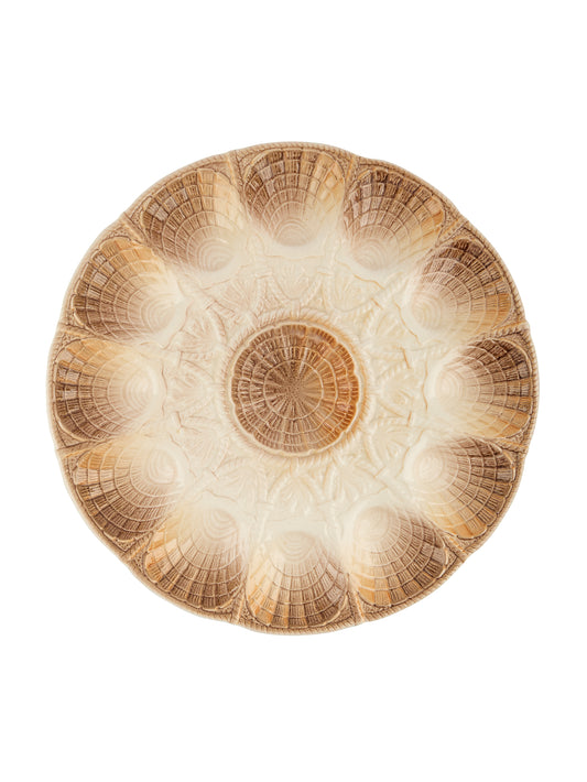 Vintage 1950s Brown Ombre Sarreguemines Master Oyster Platter Weston Table