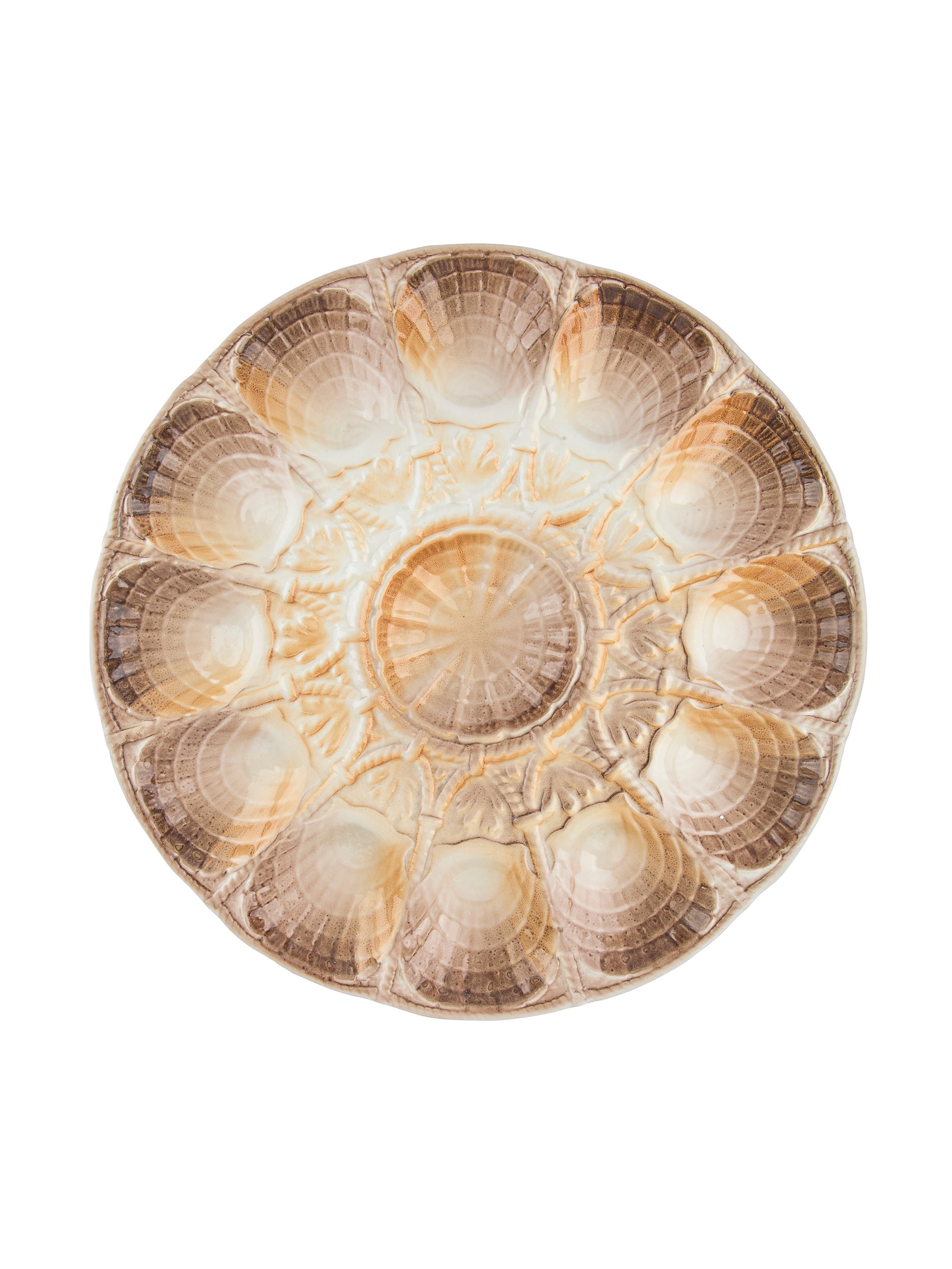Vintage 1950s Brown Ombre Sarreguemines Master Oyster Platter Weston Table