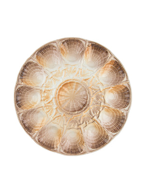  Vintage 1950s Brown Ombre Sarreguemines Master Oyster Platter Weston Table 