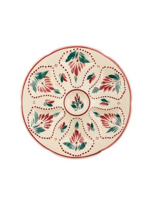  Vintage 1950s Burgundy and Green Quimper Oyster Plate Weston Table 