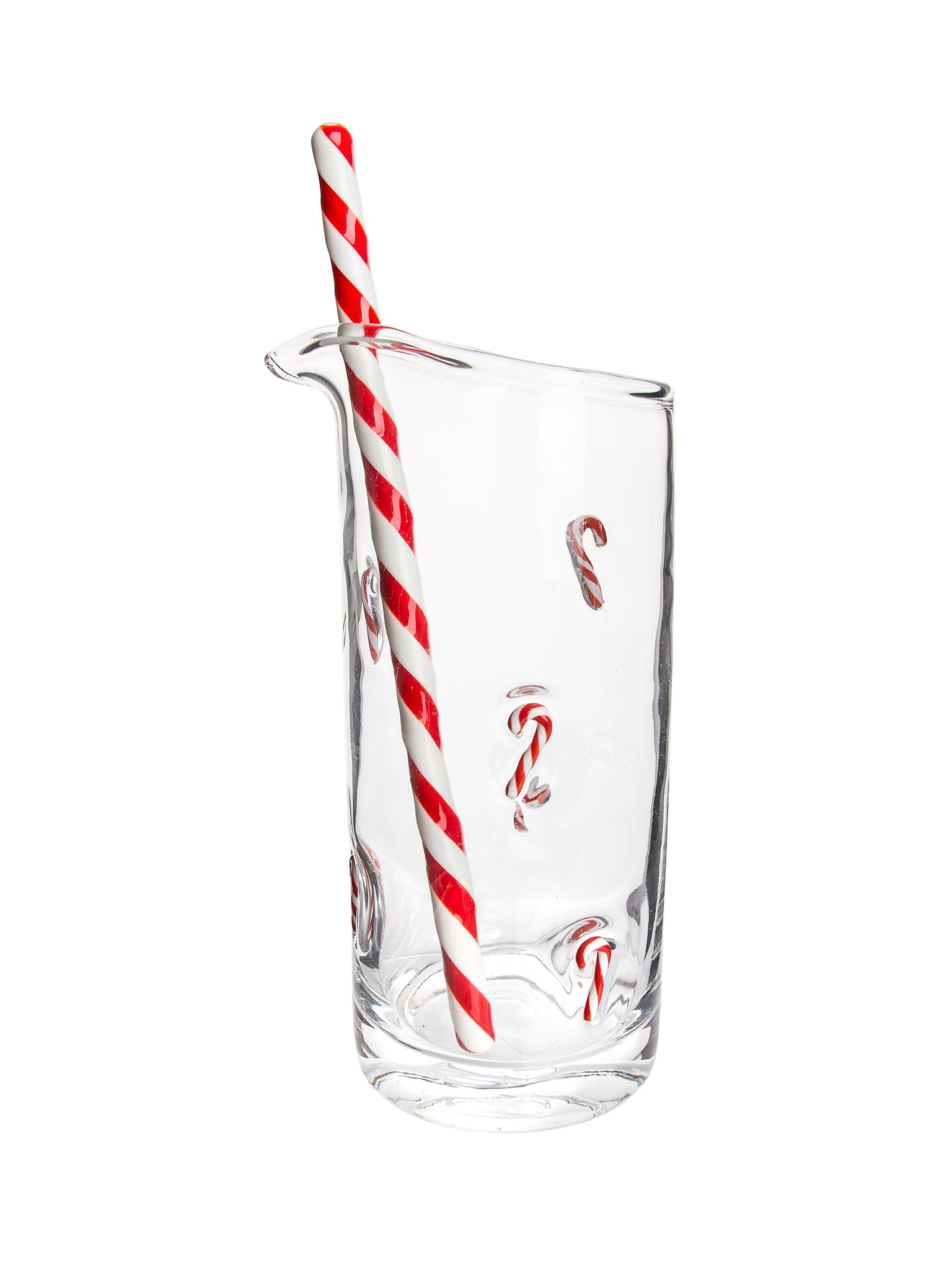 Vintage 1950s Candy Cane Cocktail Pitcher with Striped Stirrer Weston Table