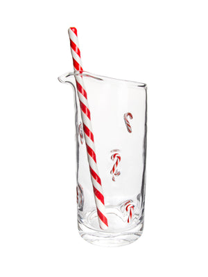  Vintage 1950s Candy Cane Cocktail Pitcher with Striped Stirrer Weston Table 