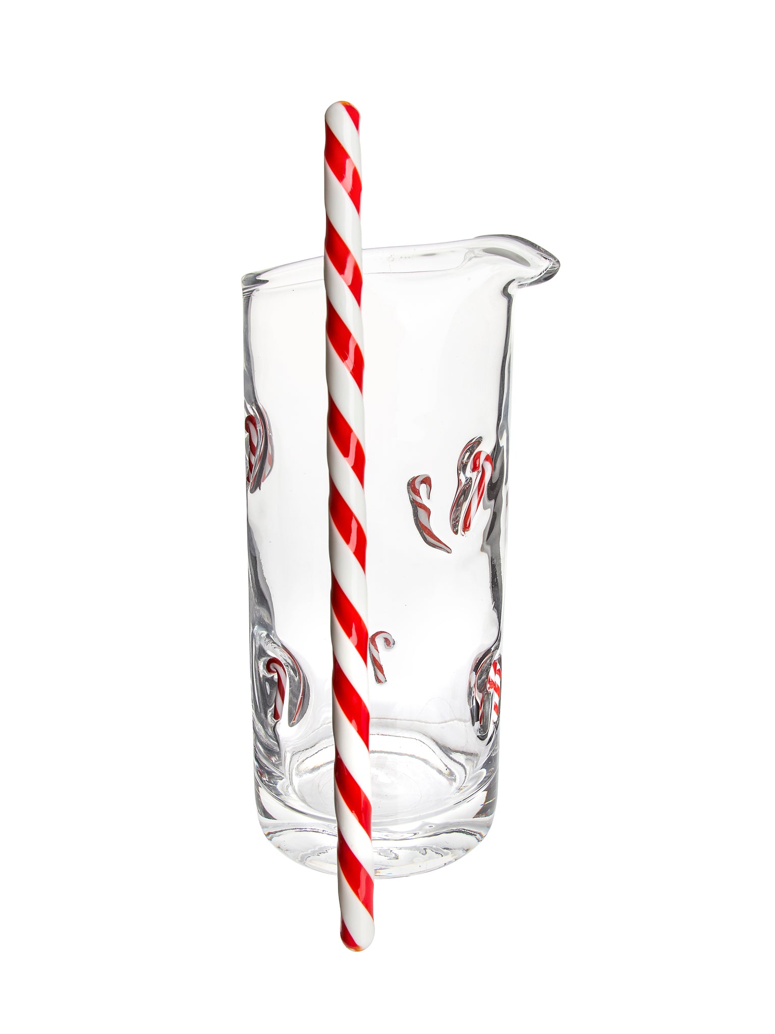 Vintage 1950s Candy Cane Cocktail Pitcher with Striped Stirrer Weston Table 