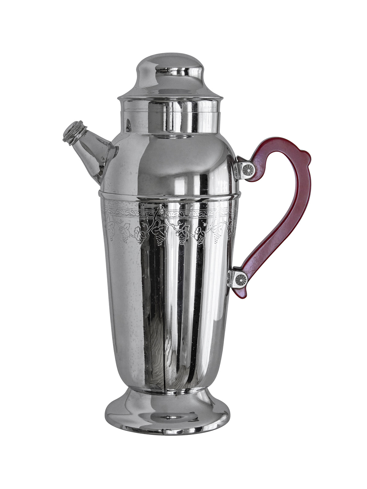 Vintage 1950s Chrome Cocktail Shaker with Vine Etchings Weston Table
