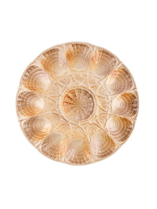 Vintage 1950s Coral Sarreguemines Master Oyster Platter Weston Table