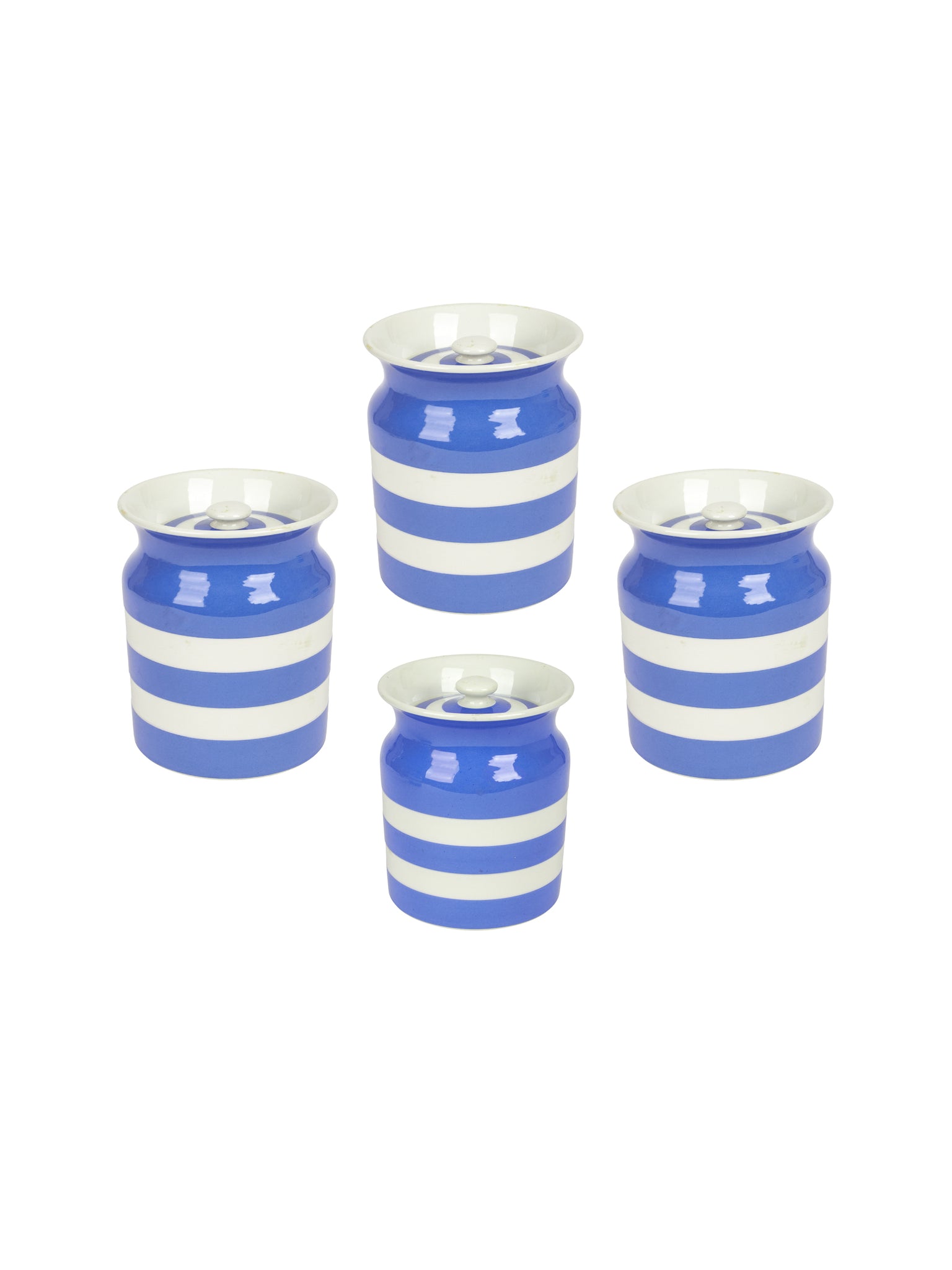 Vintage 1950s English Blue and White Canister Set Weston Table