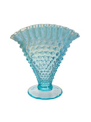  Vintage 1950s Fenton Blue Hobnail Vase Style Weston Table 