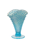Vintage 1950s Fenton Blue Hobnail Vase Style One Weston Table