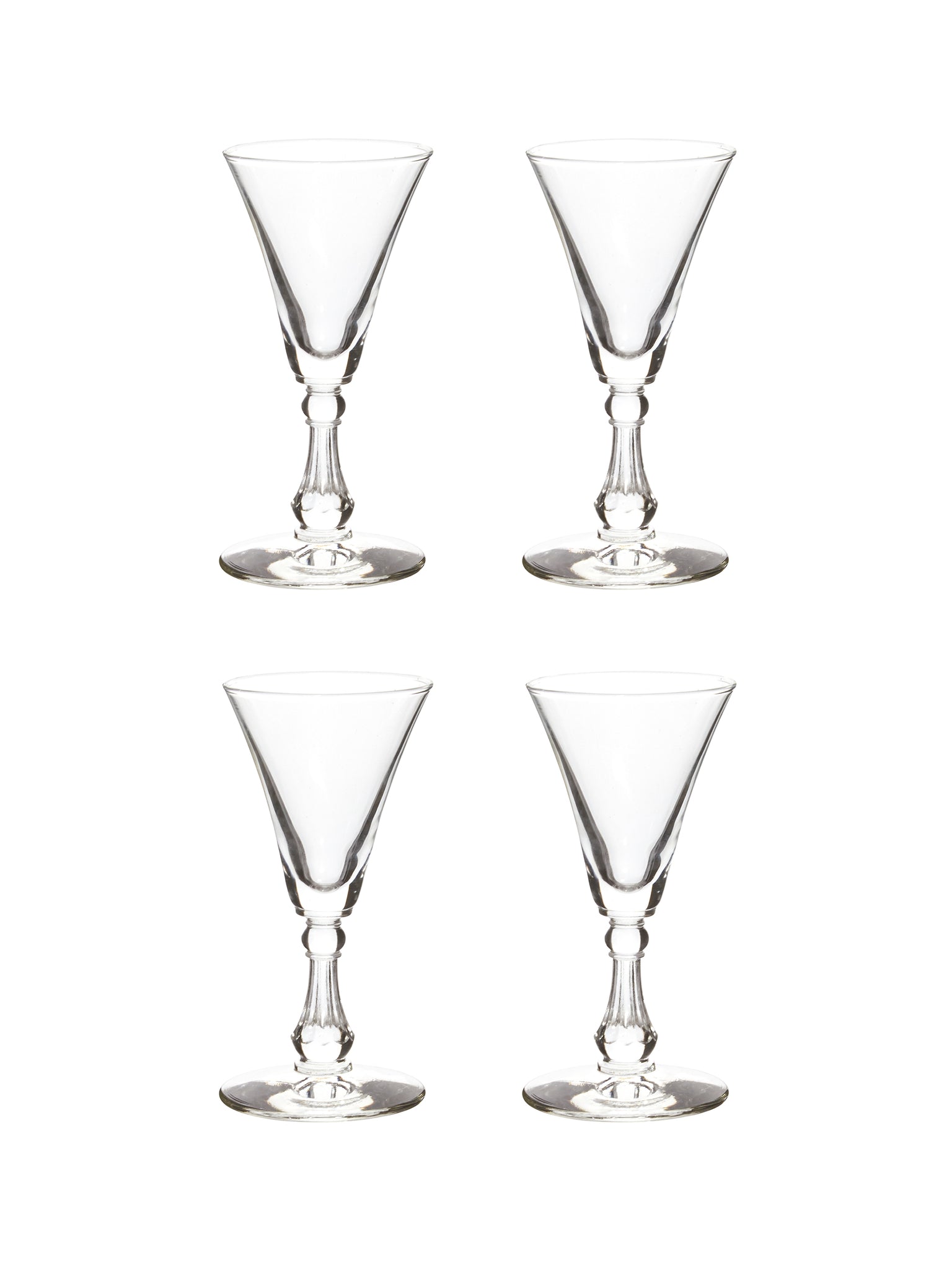 Vintage 1950s Flared Liqueur Glasses Set of Four Weston Table