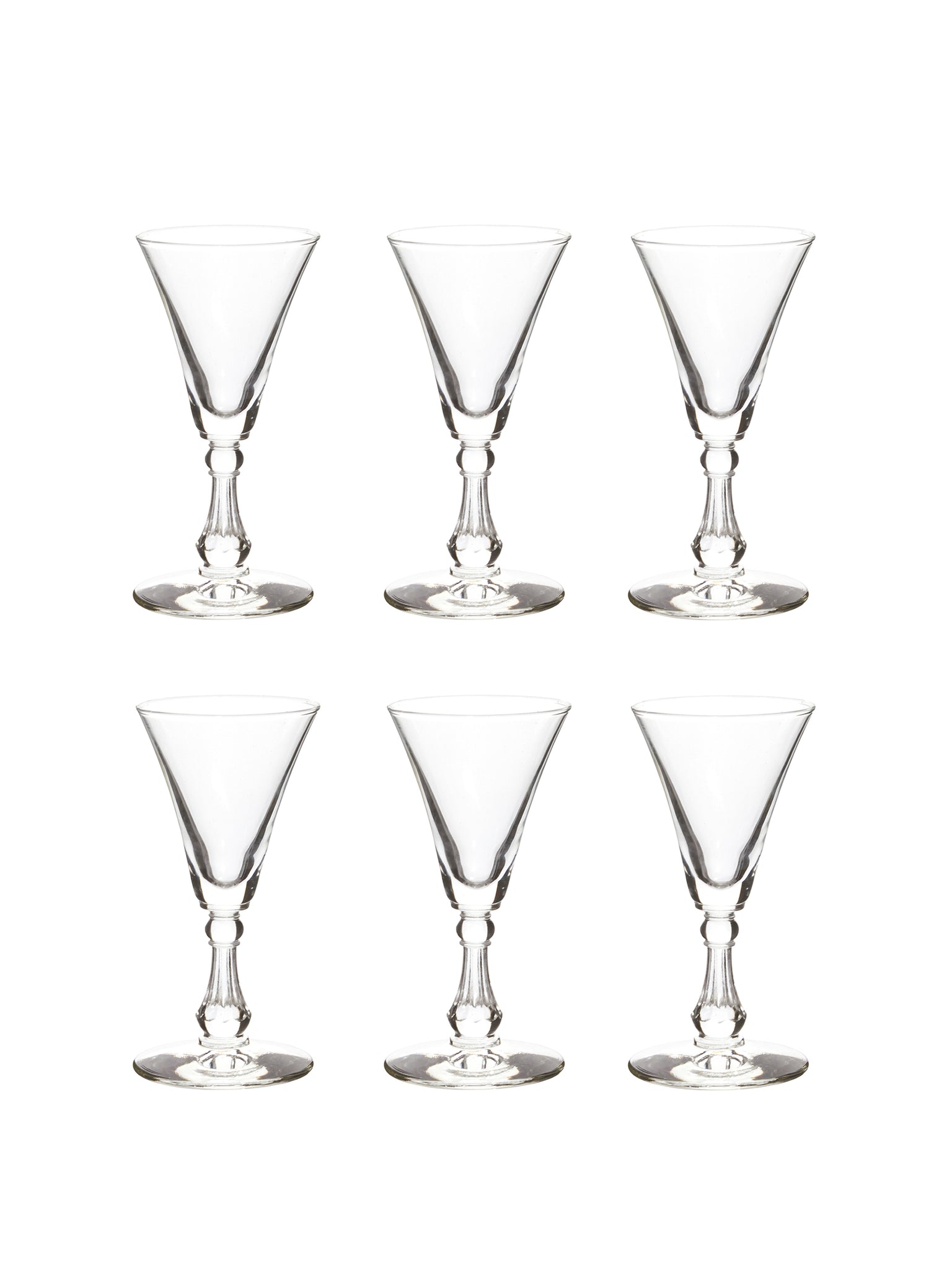 Vintage 1950s Flared Liqueur Glasses Set of Six Weston Table