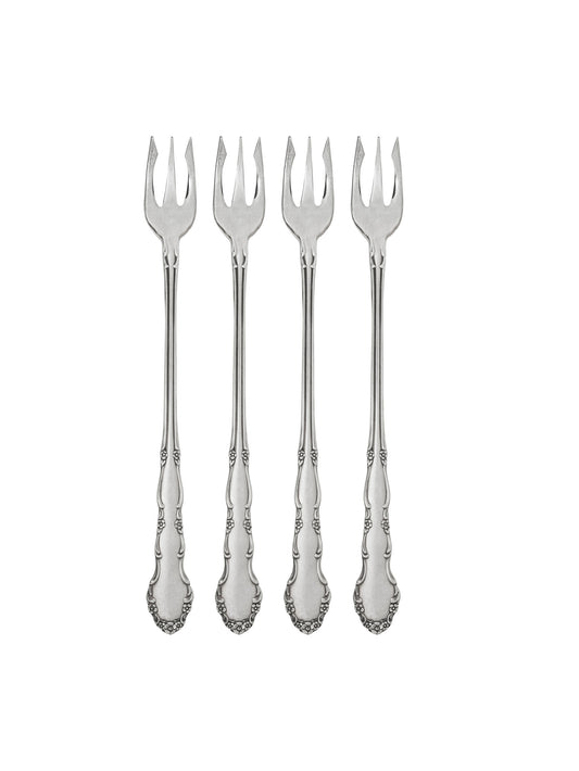 Vintage 1950s Flirtation Silver Plate Oyster Forks Set of Four Weston Table