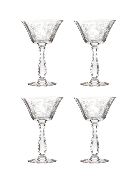 Vintage 1950s Fostoria Heather Champagne Glasses Set of Four Weston Table
