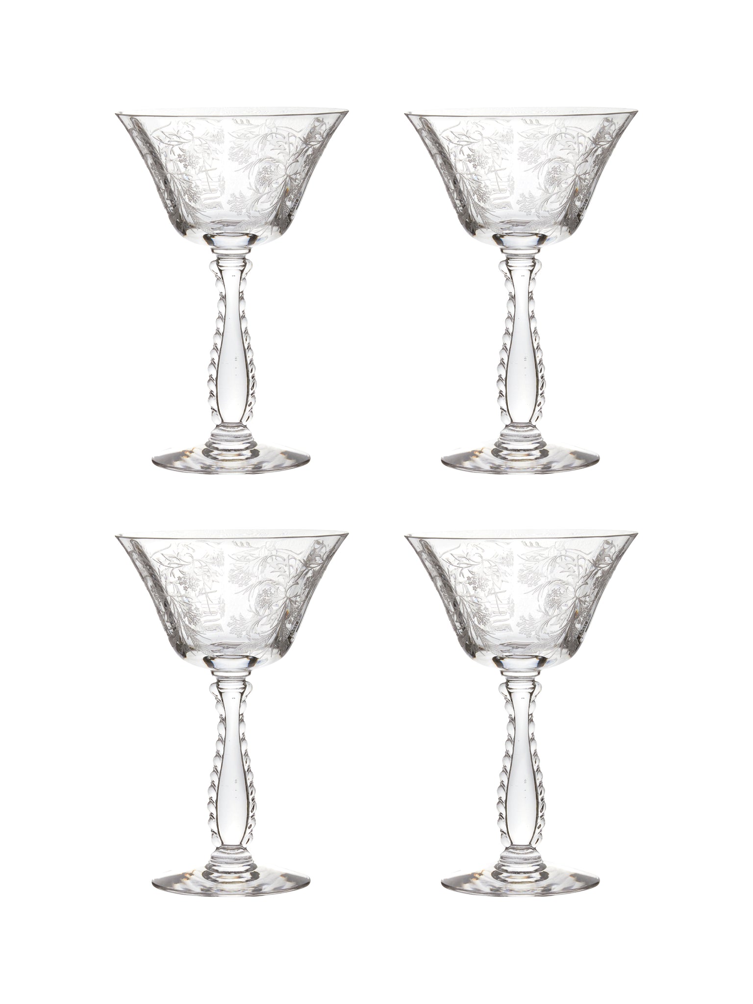 Vintage 1950s Fostoria Heather Champagne Glasses Set of Four Weston Table