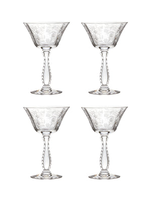  Vintage 1950s Fostoria Heather Champagne Glasses Set of Four Weston Table 