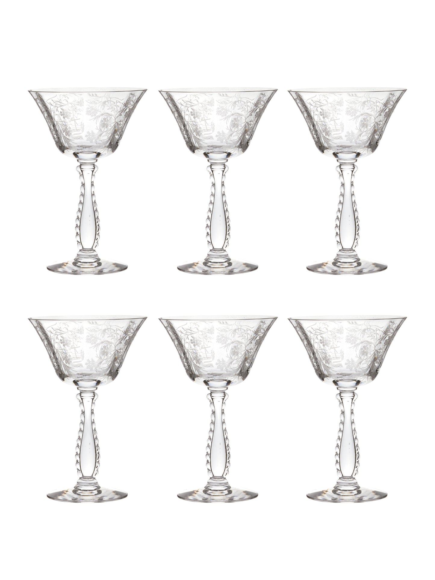 Vintage 1950s Fostoria Heather Champagne Glasses Set of Six Weston Table