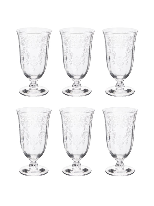 Vintage 1950s Fostoria Meadow Rose Footed Tumblers Weston Table