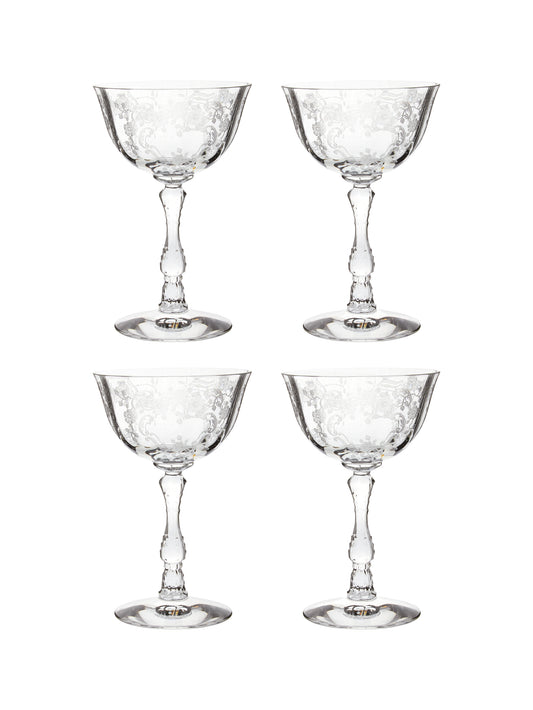 Vintage 1950s Fostoria Navarre Champagne Glasses Set of Four Weston Table