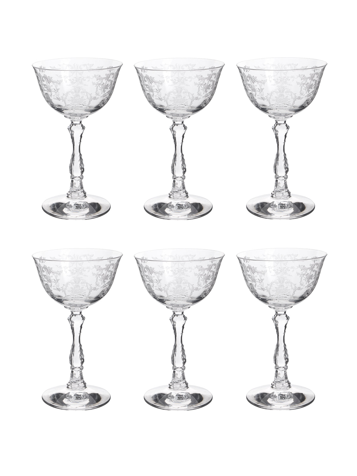 Vintage 1950s Fostoria Navarre Cocktail Glasses Set of Six Weston Table