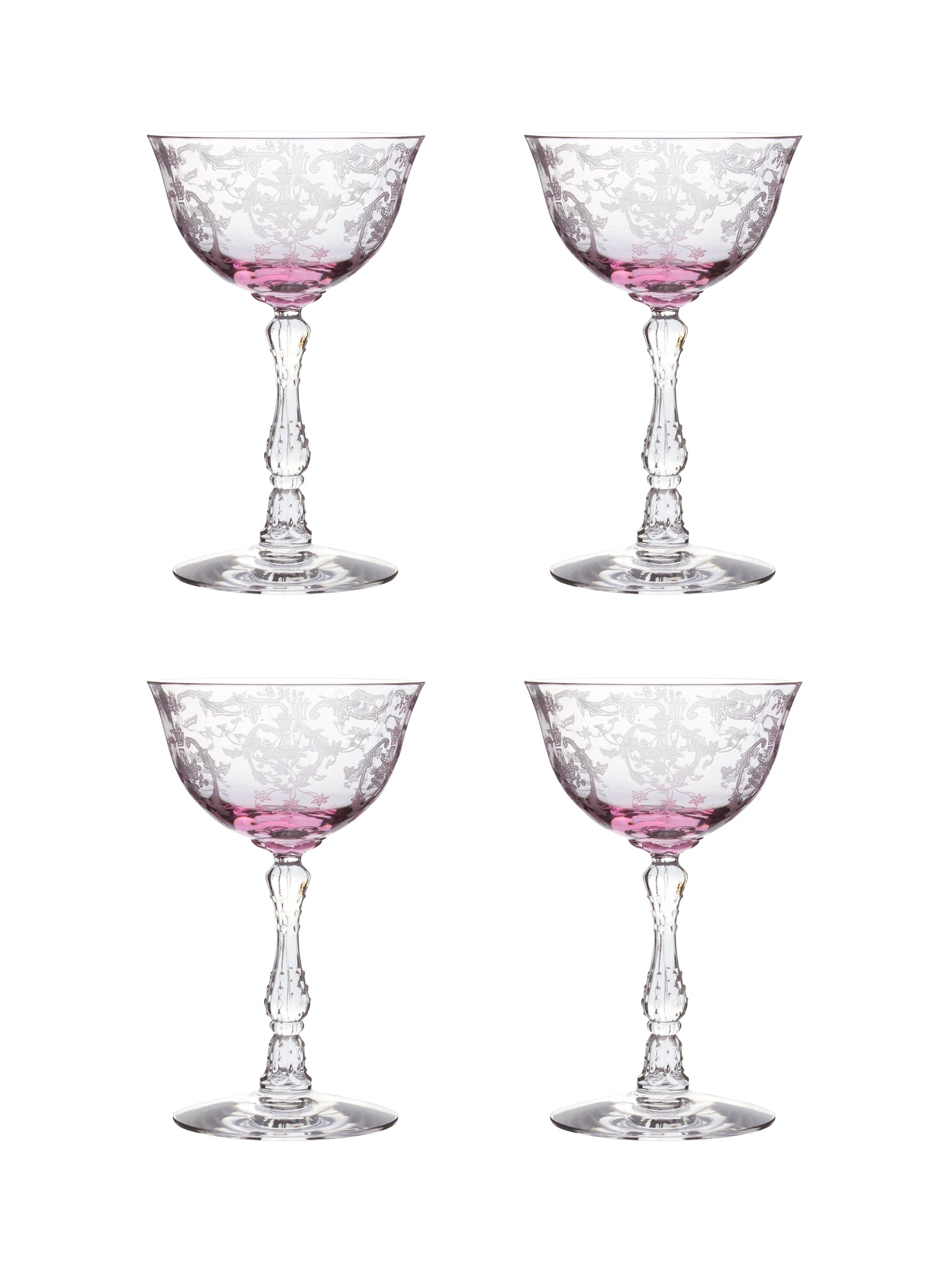 Vintage 1950s Fostoria Navarre Pink Champagne Coupes Set of Four Weston Table