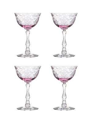  Vintage 1950s Fostoria Navarre Pink Champagne Coupes Set of Four Weston Table 