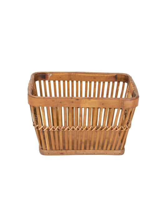 Vintage 1950s French Bamboo Slatted Basket Weston Table