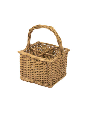  Vintage French Blonde Four Bottle Wicker Carrier Weston Table 