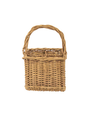  Vintage French Blonde Four Bottle Wicker Carrier Weston Table 