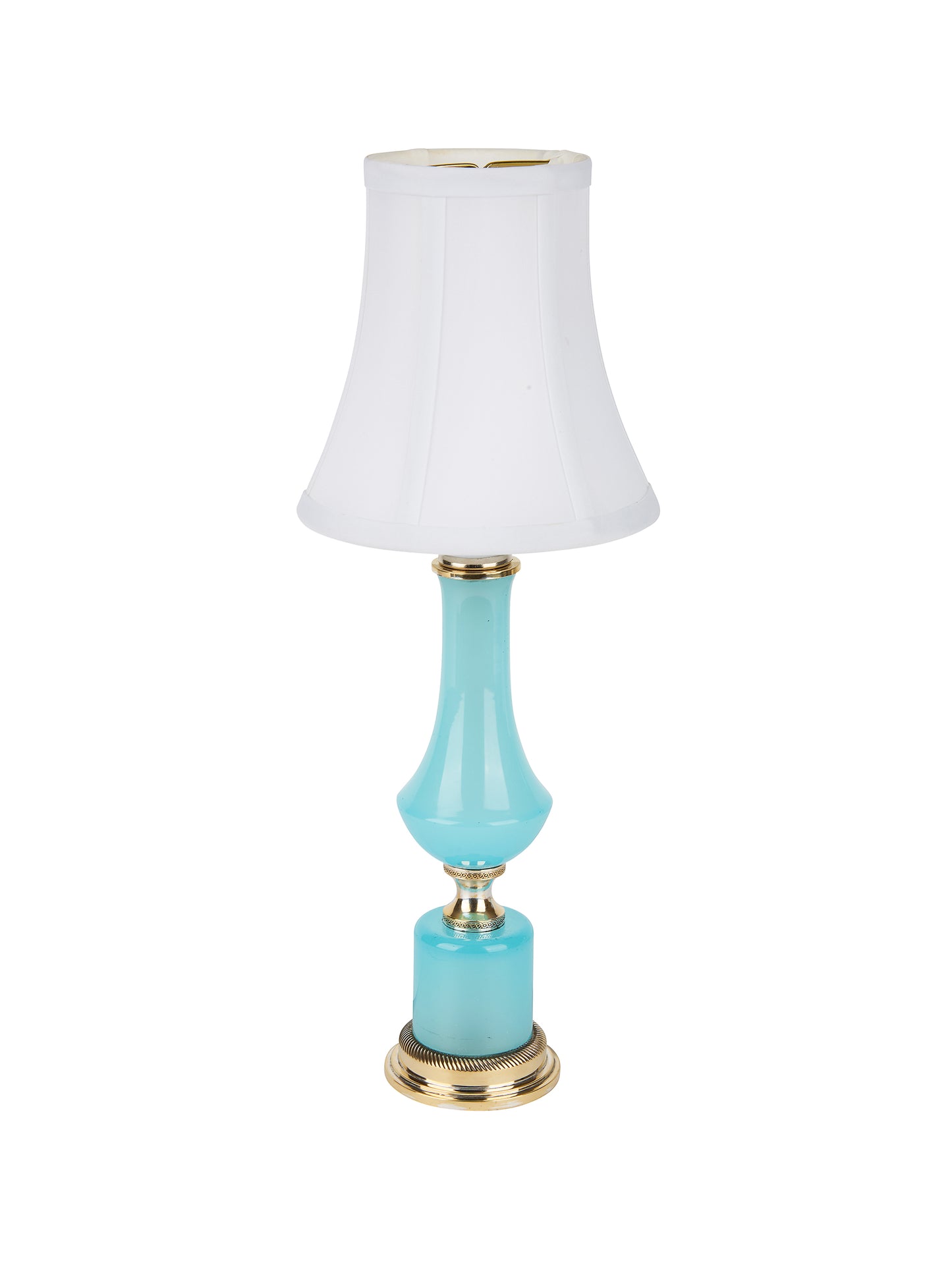 Vintage 1950s French Blue Opaline Glass Lamp Weston Table