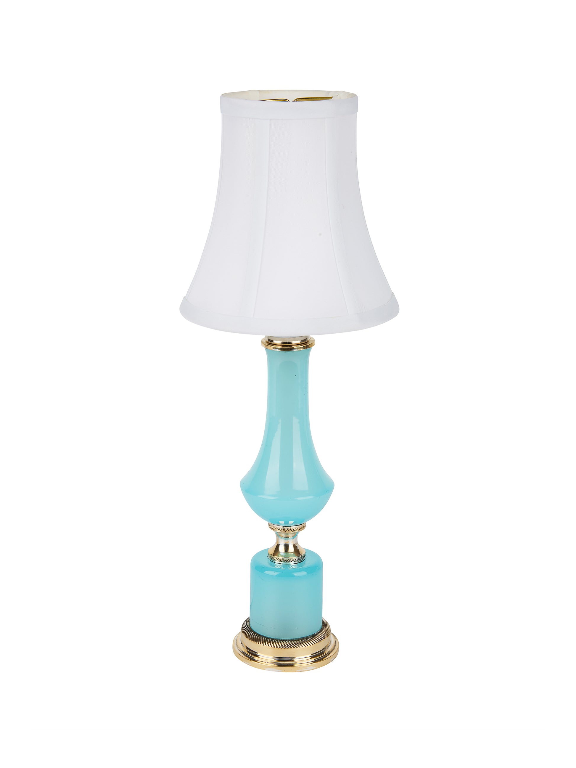 Vintage 1950s French Blue Opaline Glass Lamp Weston Table