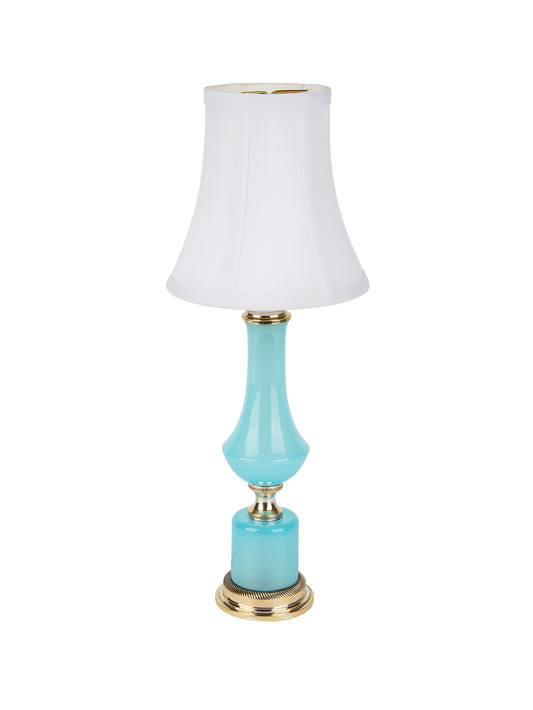 Vintage 1950s French Blue Opaline Glass Lamp Weston Table