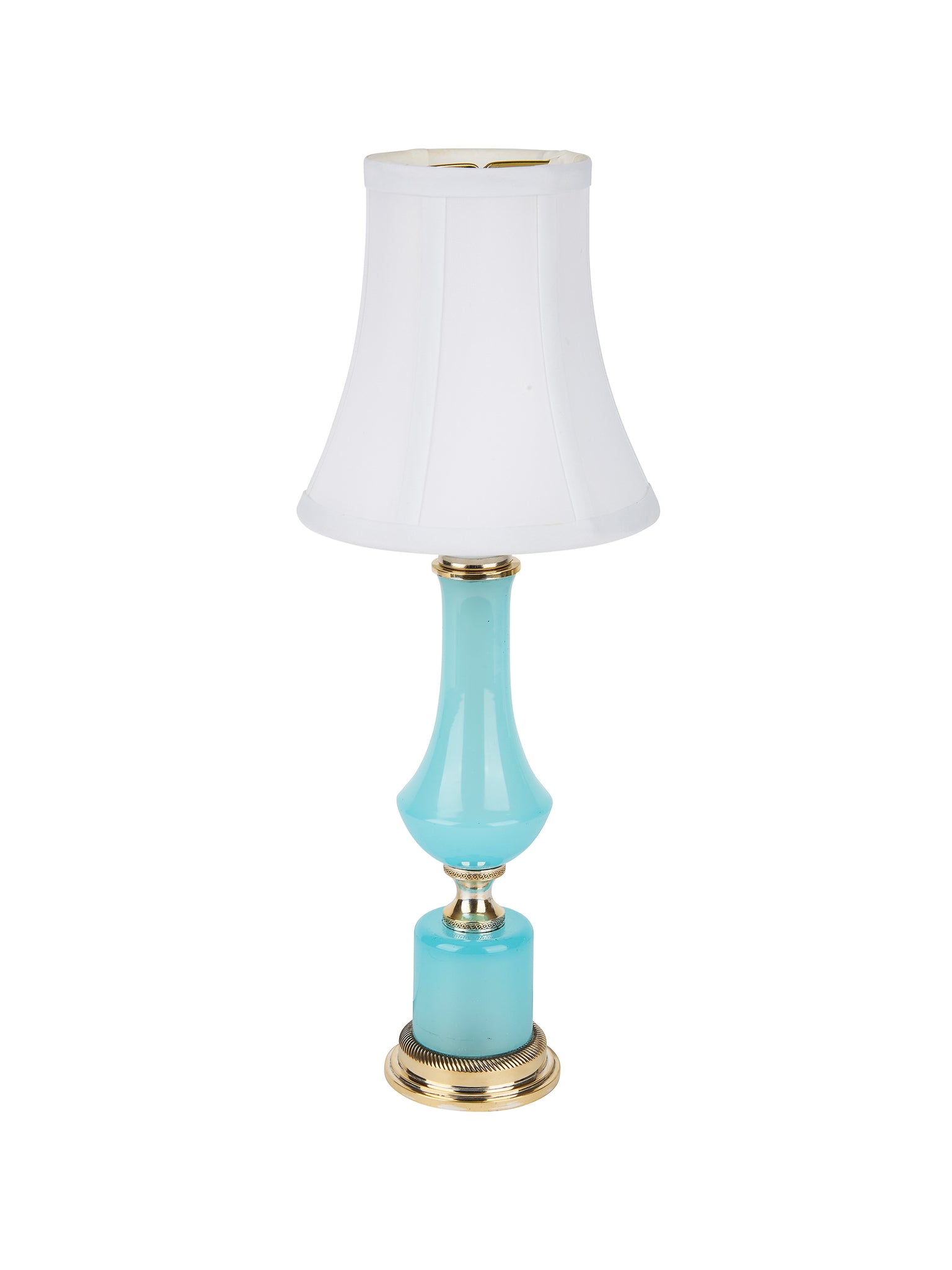 Vintage 1950s French Blue Opaline Glass Lamp Weston Table
