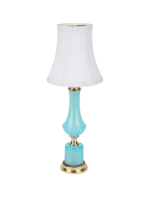  Vintage 1950s French Blue Opaline Glass Lamp Weston Table 