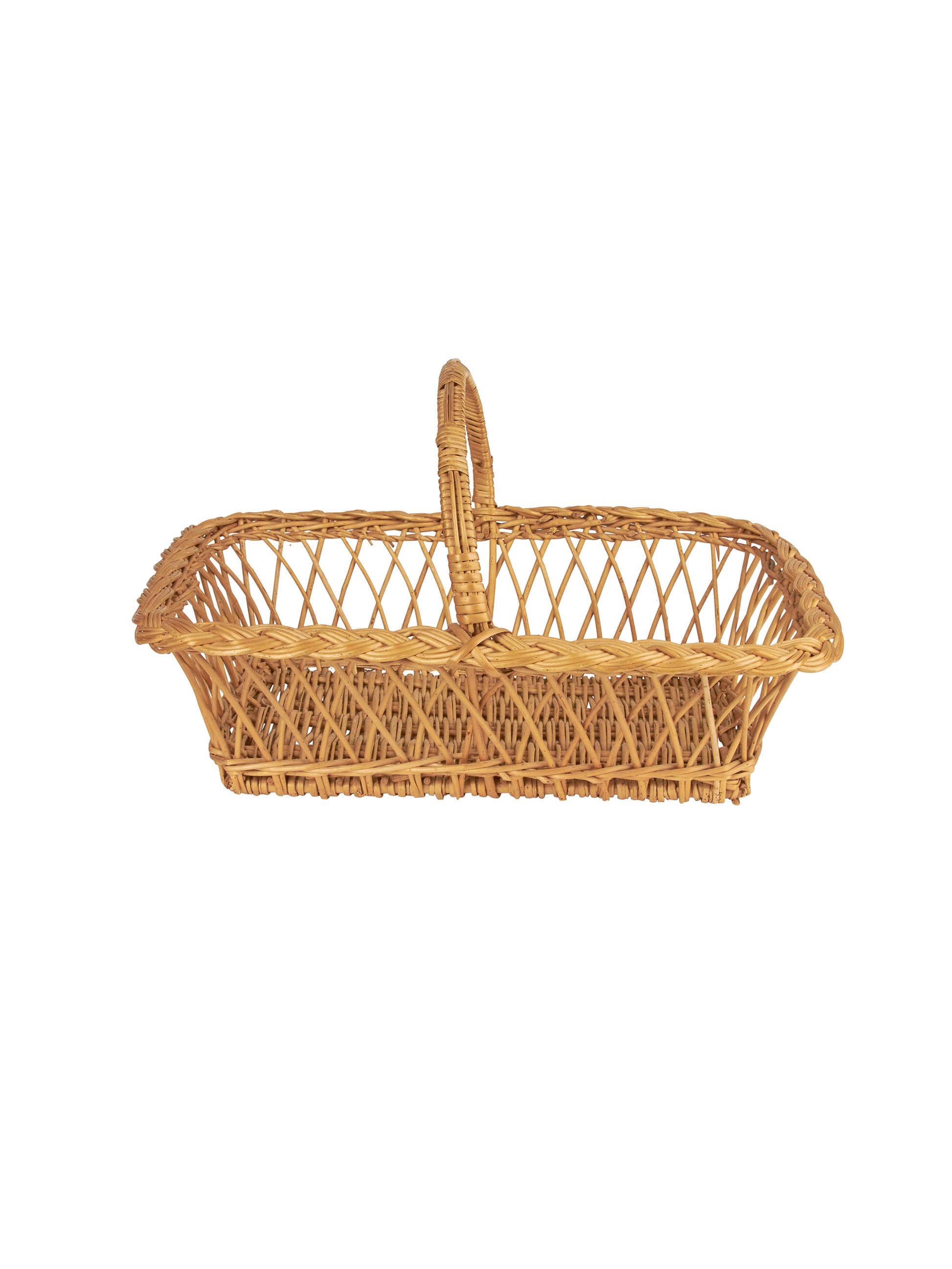 Vintage 1950s French Braided Wicker Display Basket Weston Table