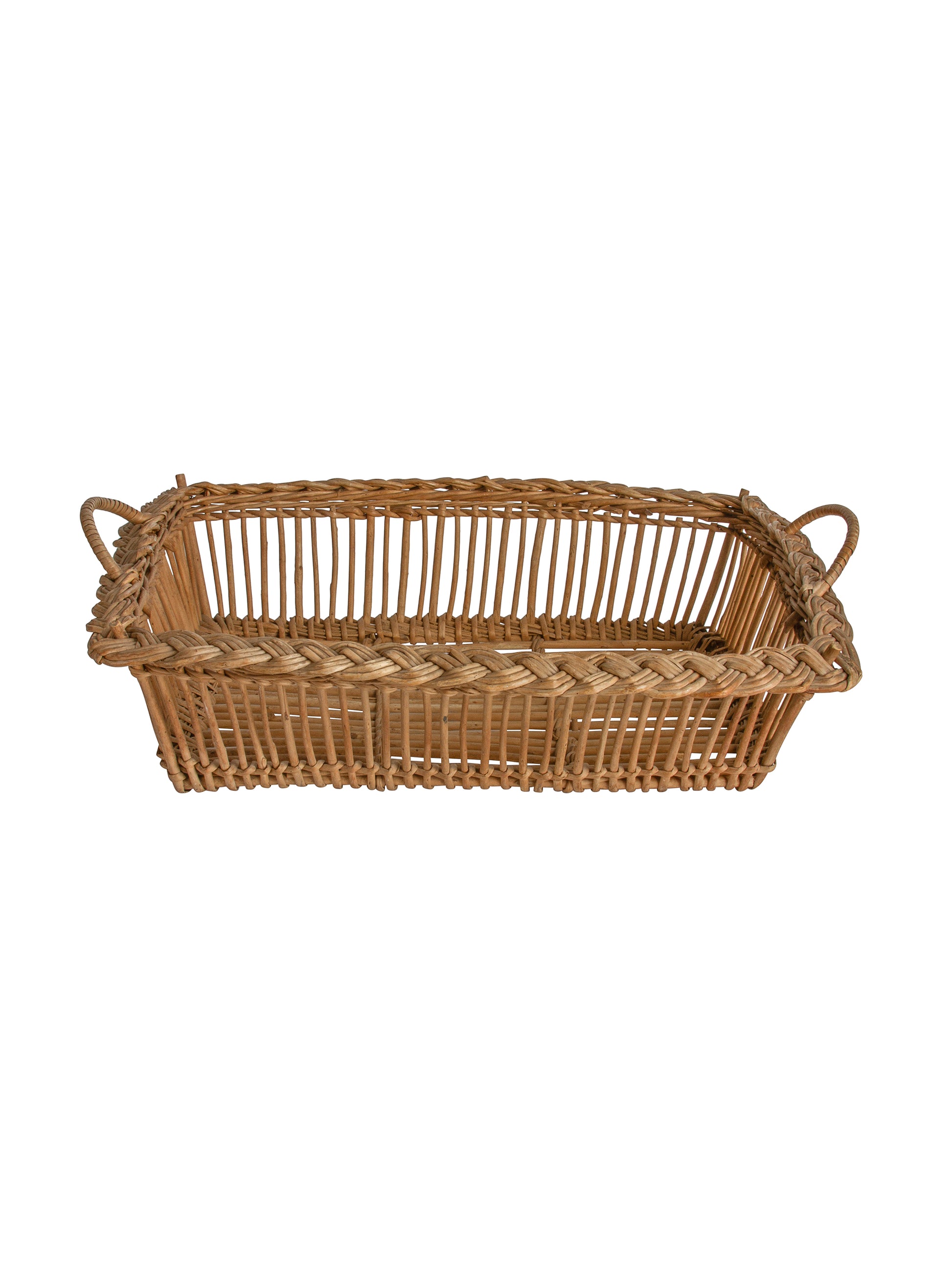 Vintage 1950s French Braided Wicker Display Basket Weston Table
