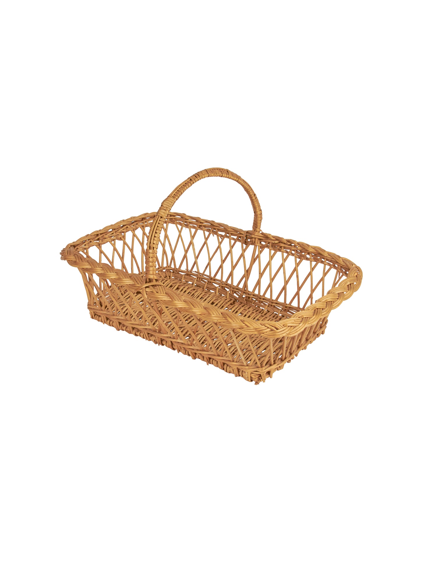 Vintage 1950s French Braided Wicker Display Basket Weston Table