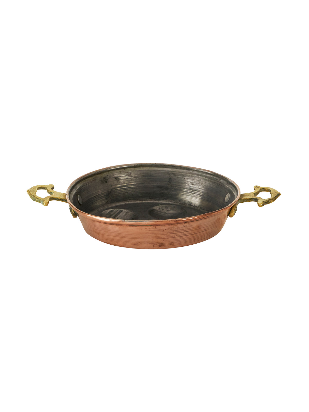 Vintage 1950s French Copper Brass Handled Escargot Dish Weston Table