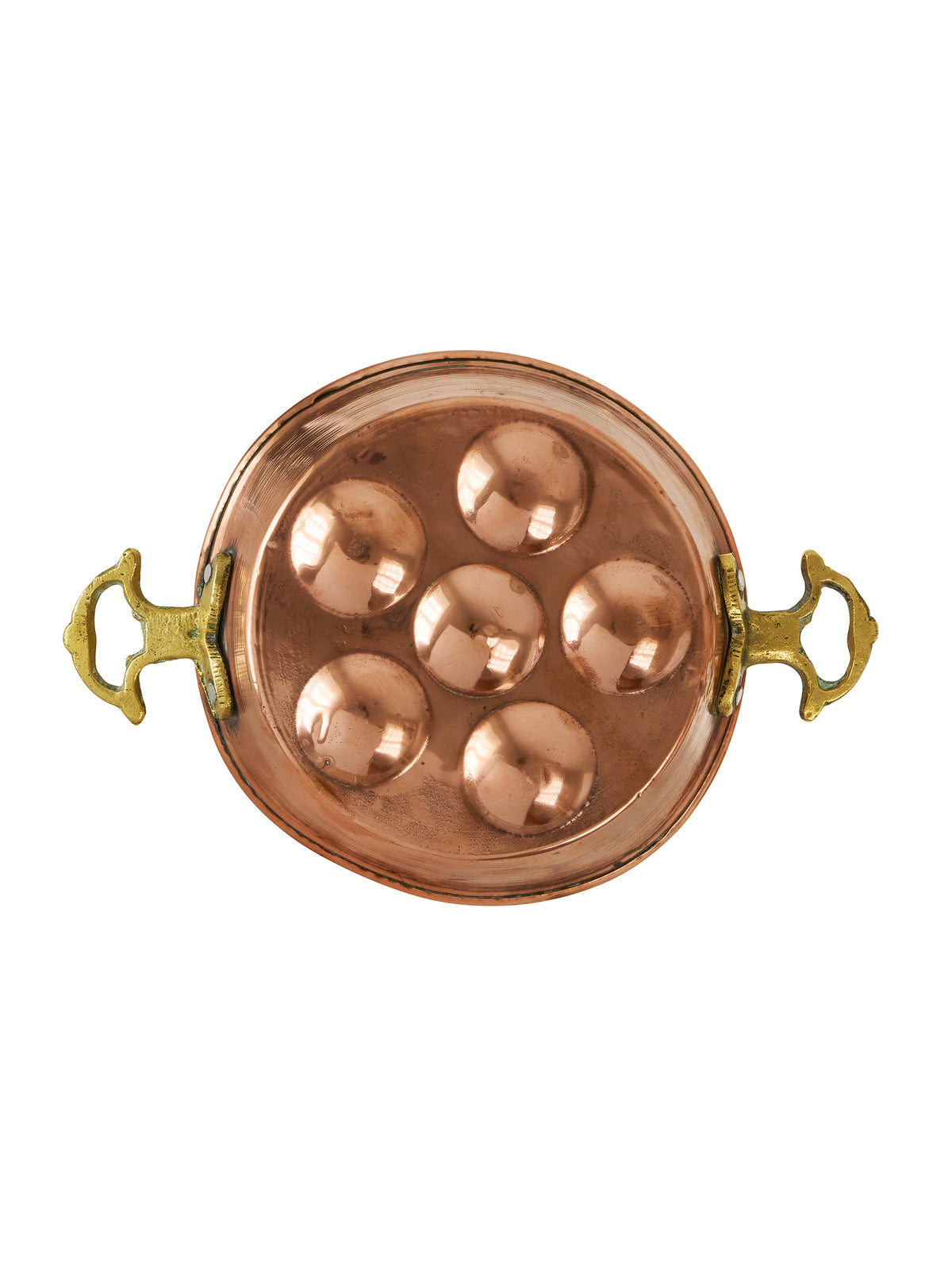 Vintage 1950s French Copper Brass Handled Escargot Dish Weston Table