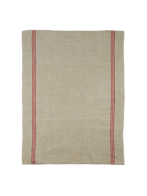  Vintage 1950s French Flax and Red Striped Kitchen Towel Weston Table 