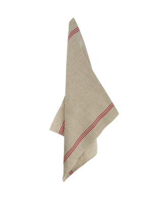  Vintage 1950s French Flax and Red Striped Kitchen Towel Weston Table 