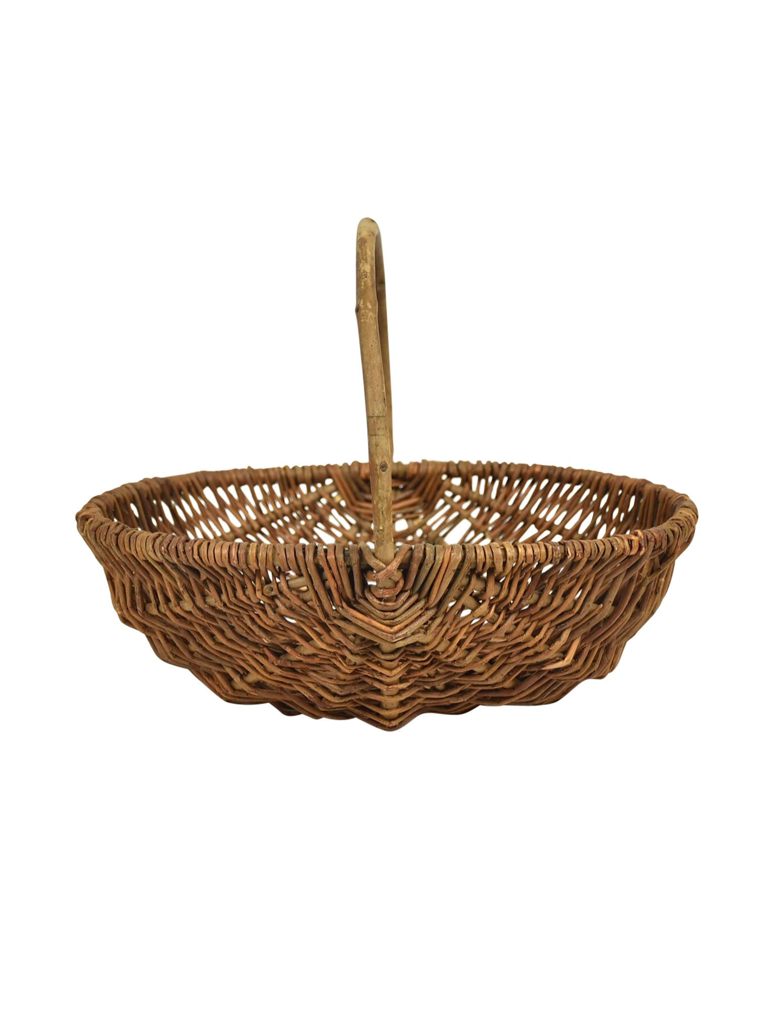 Vintage 1950s French Kitchen Garden Bent Wood Handle Basket Weston Table
