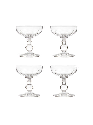  Vintage 1950s French Optic Panel Cocktail Coupes Set of Four Weston Table 