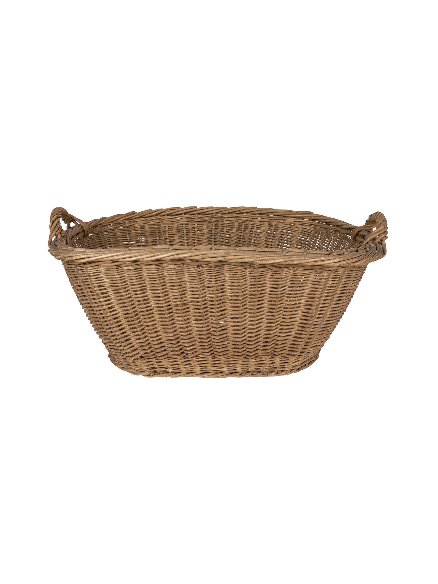 Vintage 1950s French Wicker Oval Laundry Basket  Four Weston Table