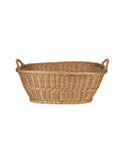 Vintage 1950s French Wicker Oval Laundry Basket One