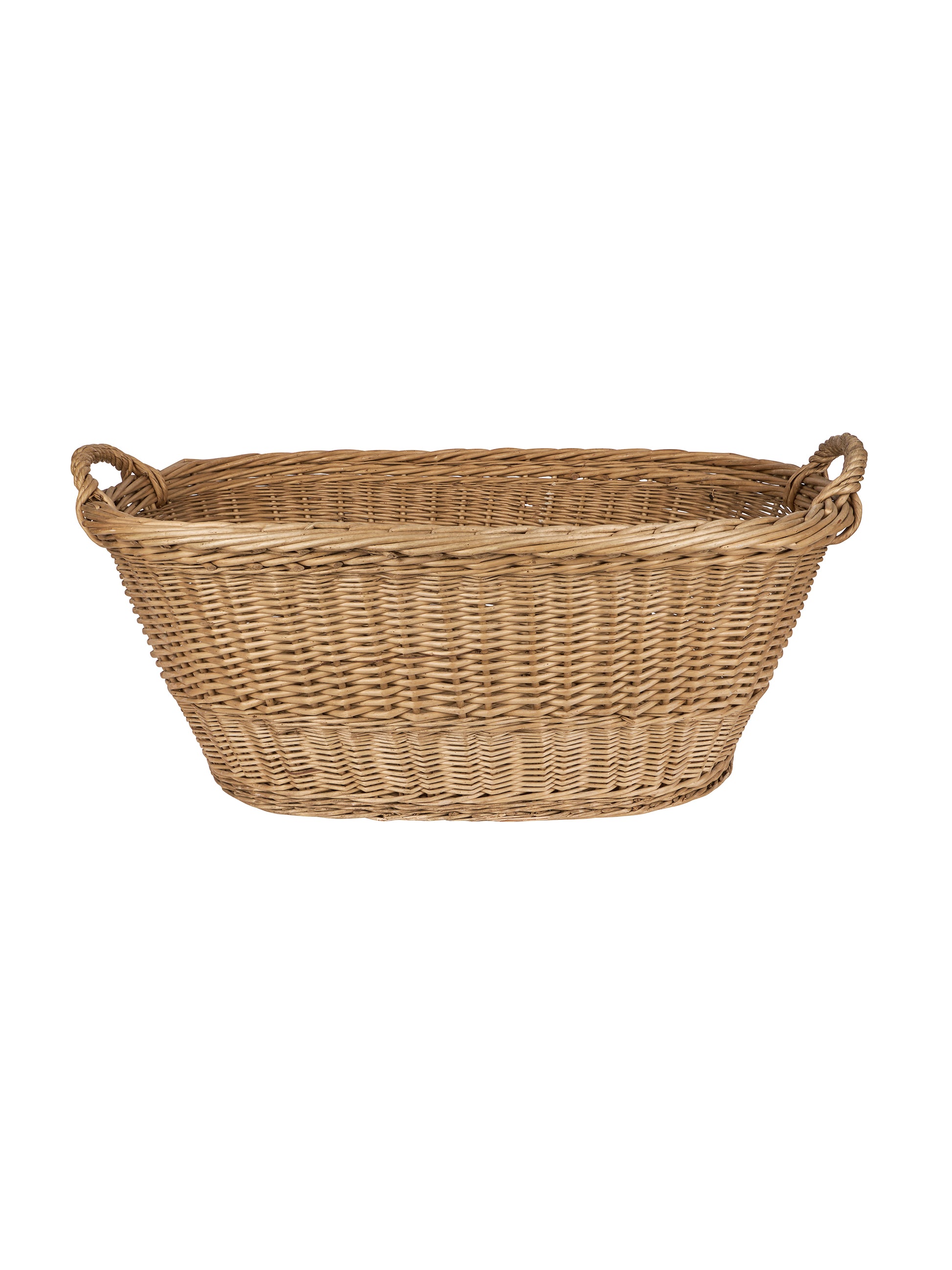 Vintage 1950s French Wicker Oval Laundry Basket Two