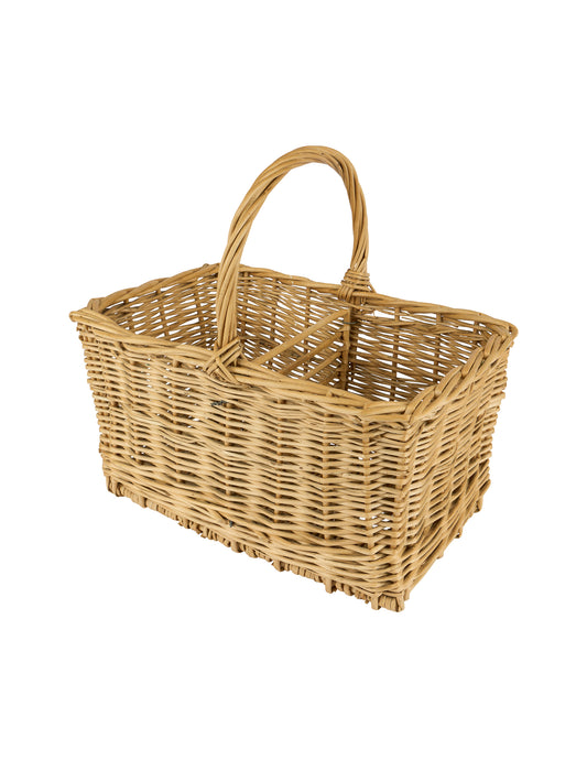 Vintage 1950s French Rectangular Wicker Divided Basket Weston Table