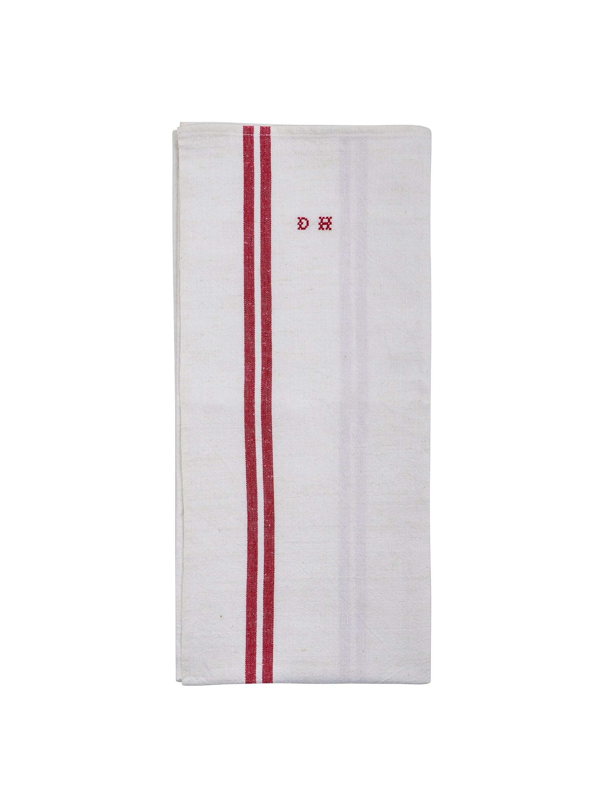 Vintage 1950s French Red and White Linen Kitchen Towel Weston Table