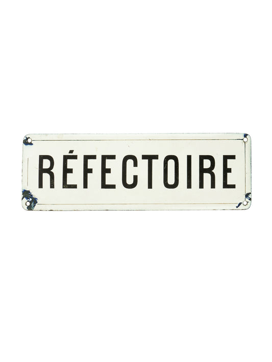 Vintage 1950s French Refectoire Enamelware Sign Weston Table