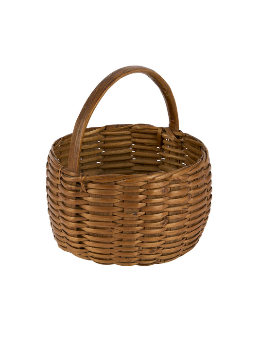Vintage 1950s French Round Rattan Berry Basket Weston Table