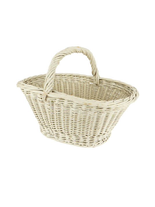 Vintage 1950s French Traditional White Woven Basket Weston Table