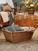 Vintage 1950s French Wicker Rectangular Laundry Basket Weston Table
